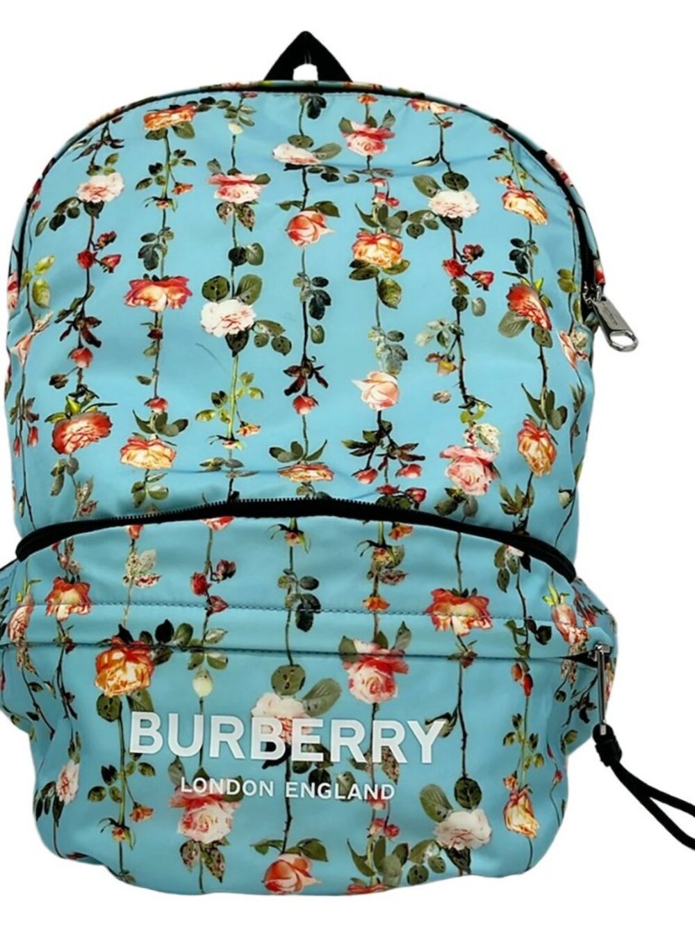 BURBERRY LONDON ENGLAND Light Blue Dark Green Multi Nylon Backpack